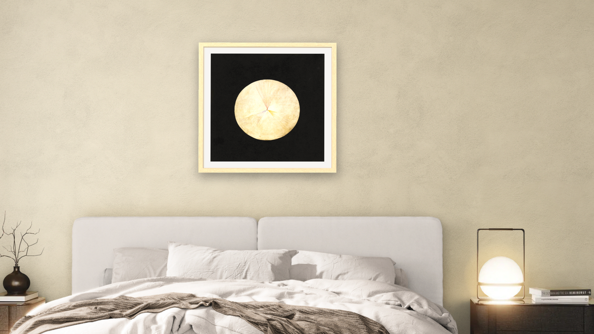 Group IX/SUW, The Swan, No 15 by Hilma af Klint, shown at 32 × 32 in (81.3 × 81.3 cm) in Arber Natural, bedroom