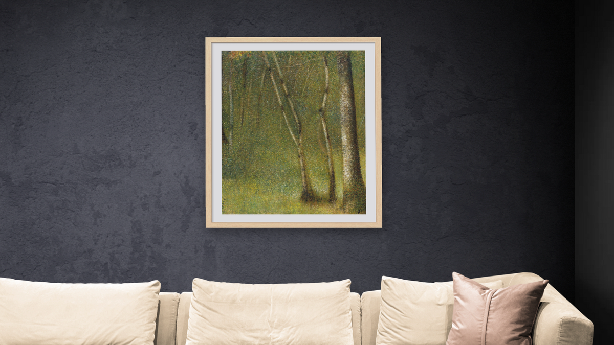 The Forest at Pontaubert by Georges Seurat, shown at 32 × 40 in (81.3 × 101.6 cm) in Arber Natural, living