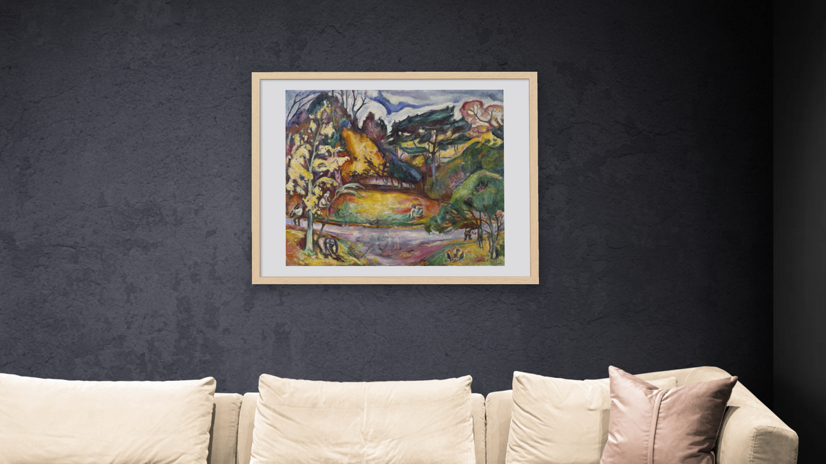 Autumn Landscape, La Côte de Grâce by Othon Friesz, shown at 32 × 40 in (81.3 × 101.6 cm) in Arber Natural, living