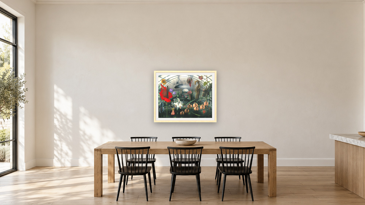 Hot House by Alexis Rockman, shown at 32 × 40 in (81.3 × 101.6 cm) in Arber Natural, kitchen