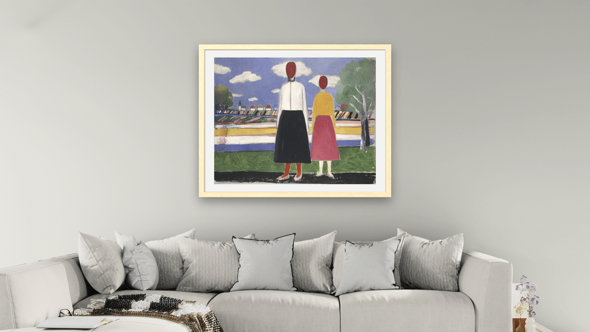 Two Figures in a Landscape by Kazimir Malevich, shown at 32 × 40 in (81.3 × 101.6 cm) in Arber Natural, living