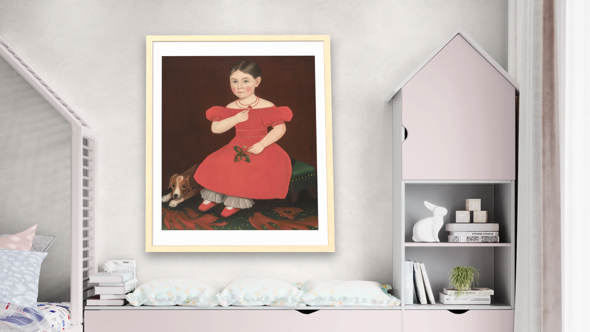 Girl in a Red Dress by Ammi Phillips, shown at 32 × 40 in (81.3 × 101.6 cm) in Arber Natural, bedroom