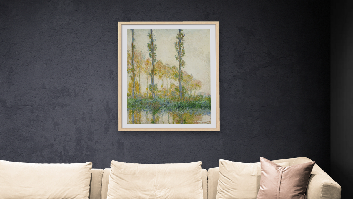 The Three Trees, Autumn by Claude Monet, shown at 32 × 40 in (81.3 × 101.6 cm) in Arber Natural, living