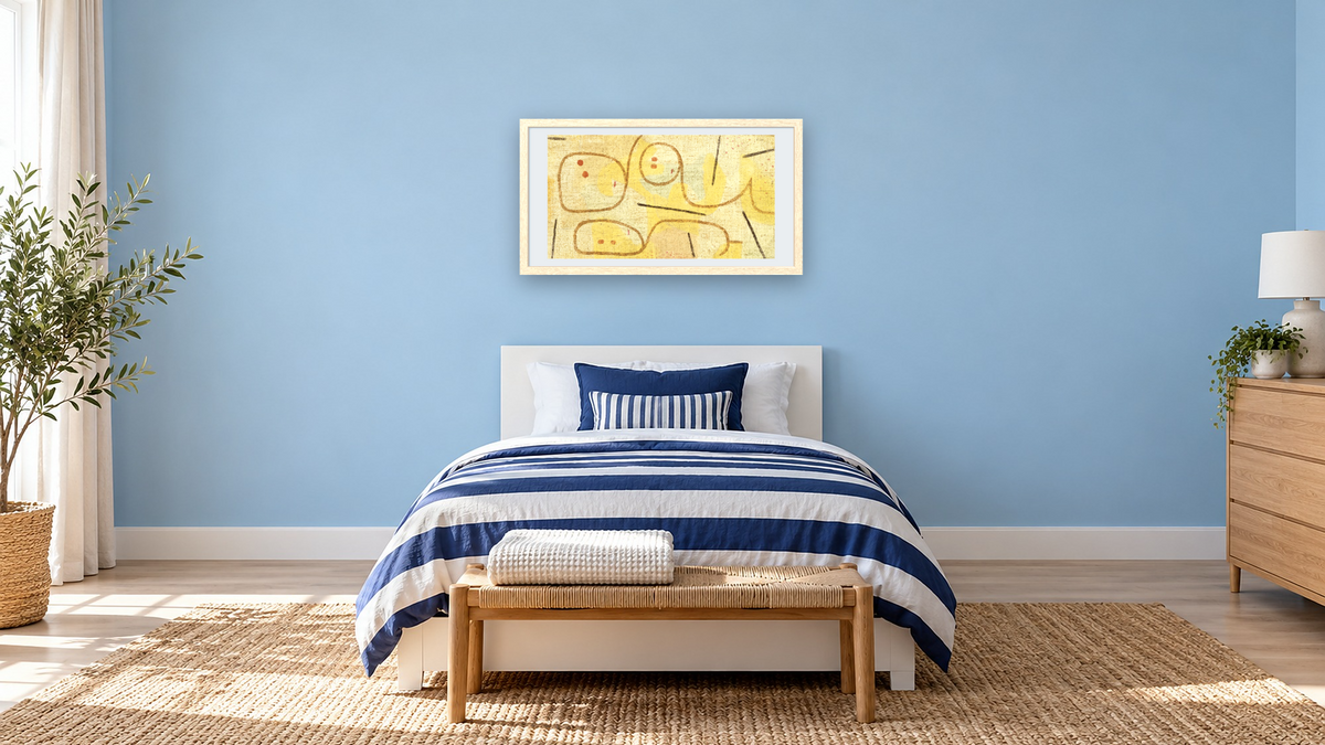 Reclining (Lying Down) by Paul Klee, shown at 20 × 40 in (50.8 × 101.6 cm) in Arber Natural, kids' room