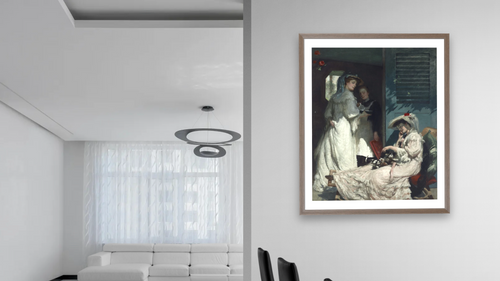 A summer morning by Rupert Bunny, shown at 32 × 40 in (81.3 × 101.6 cm) in Arber Light Walnut, dining [arteriel-render:v6:room_a:32x40@75,44]