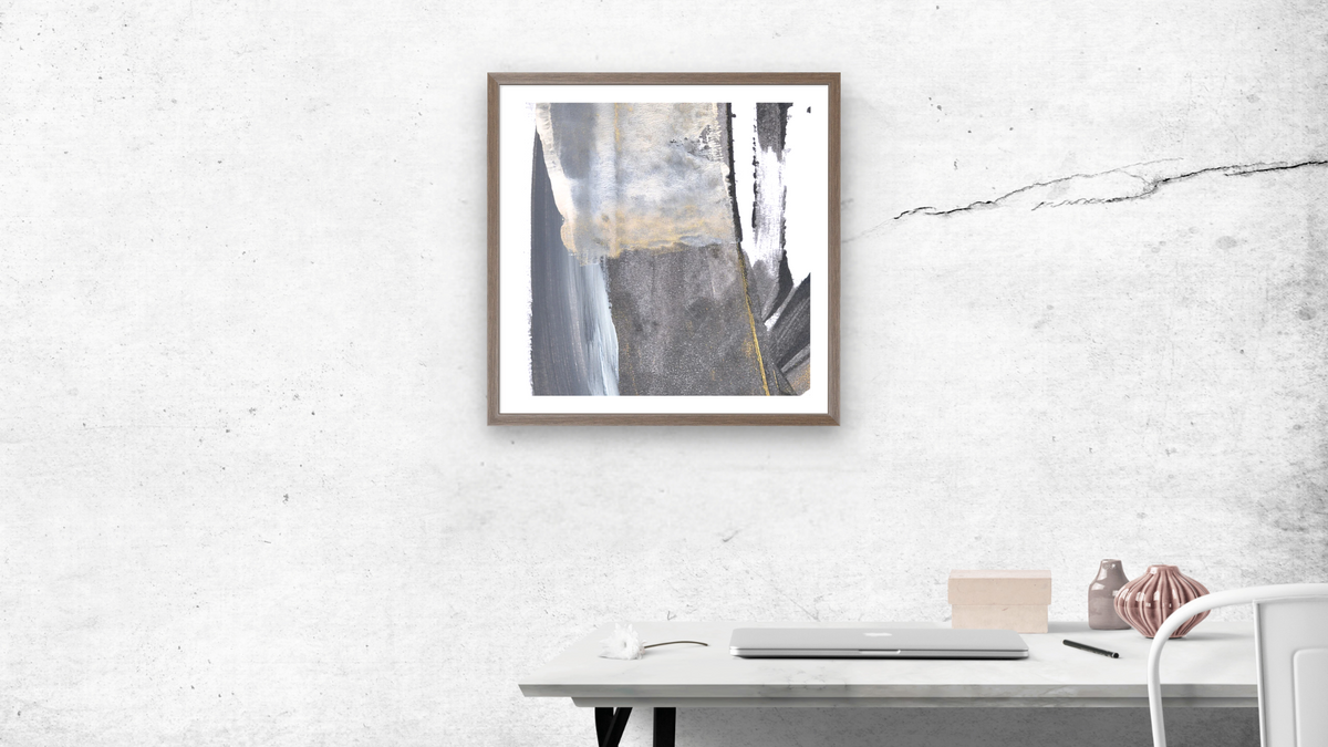 Stone 1 by Dan Hobday, shown at 32 × 32 in (81.3 × 81.3 cm) in Arber Light Walnut, office