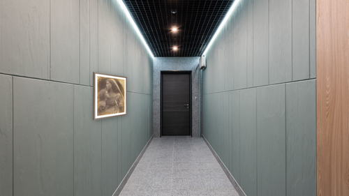 A Holy Family by Julia Margaret Cameron, shown at 32 × 40 in (81.3 × 101.6 cm) in Arber Light Walnut, hallway [arteriel-render:v6:room_a:32x40@32,49]