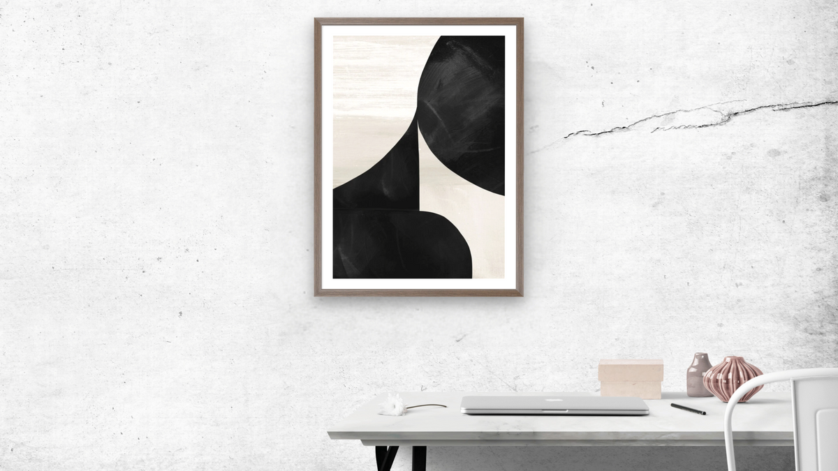 Night Set 1 by Dan Hobday, shown at 30 × 42 in (76.2 × 106.7 cm) in Arber Light Walnut, office