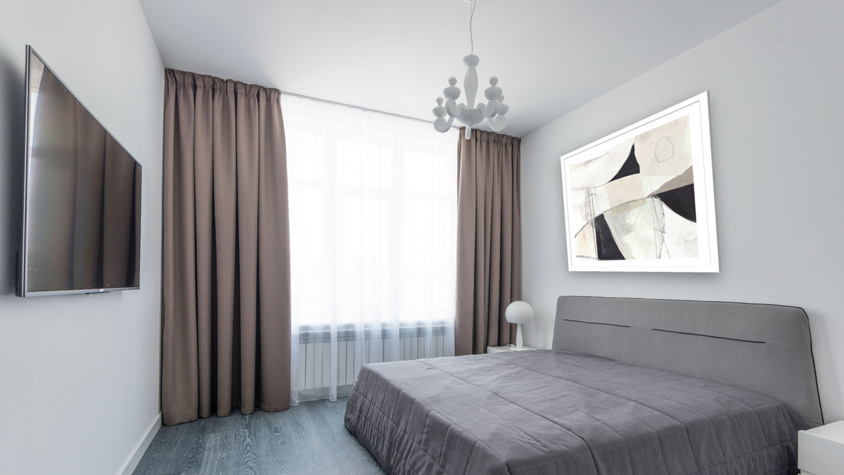 High 3 by Dan Hobday, shown at 32 × 32 in (81.3 × 81.3 cm) in Arber Light Walnut, bedroom