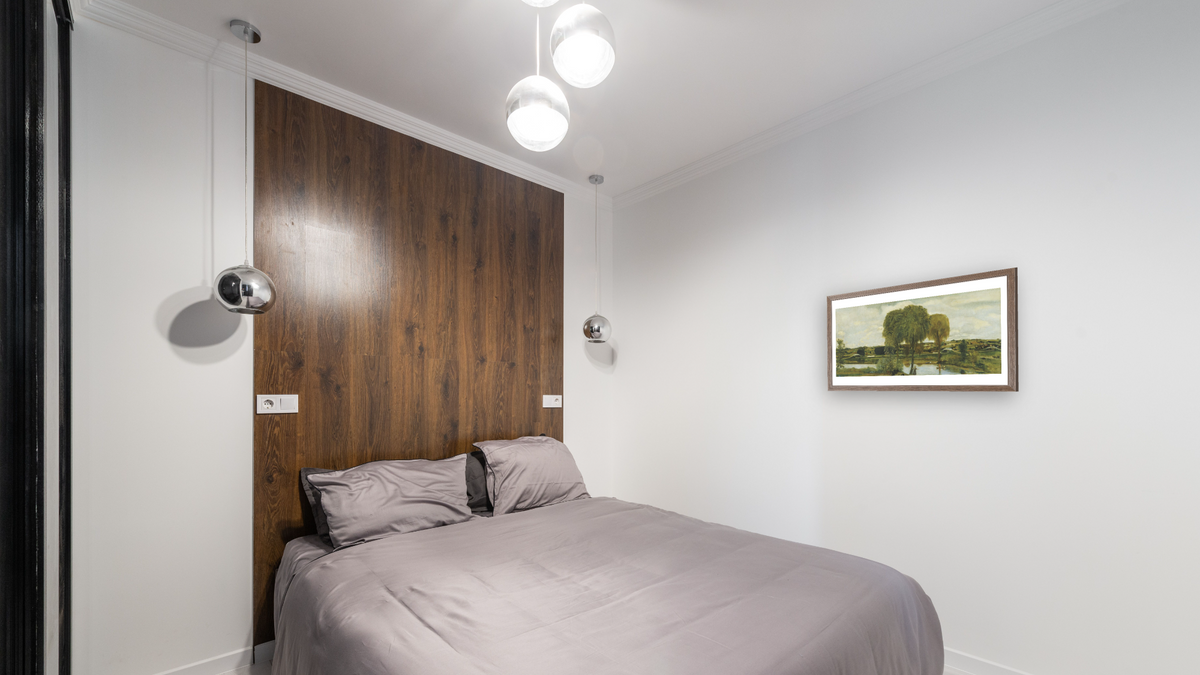 Along the Erie Canal by Arthur Bowen Davies, shown at 20 × 40 in (50.8 × 101.6 cm) in Arber Light Walnut, bedroom