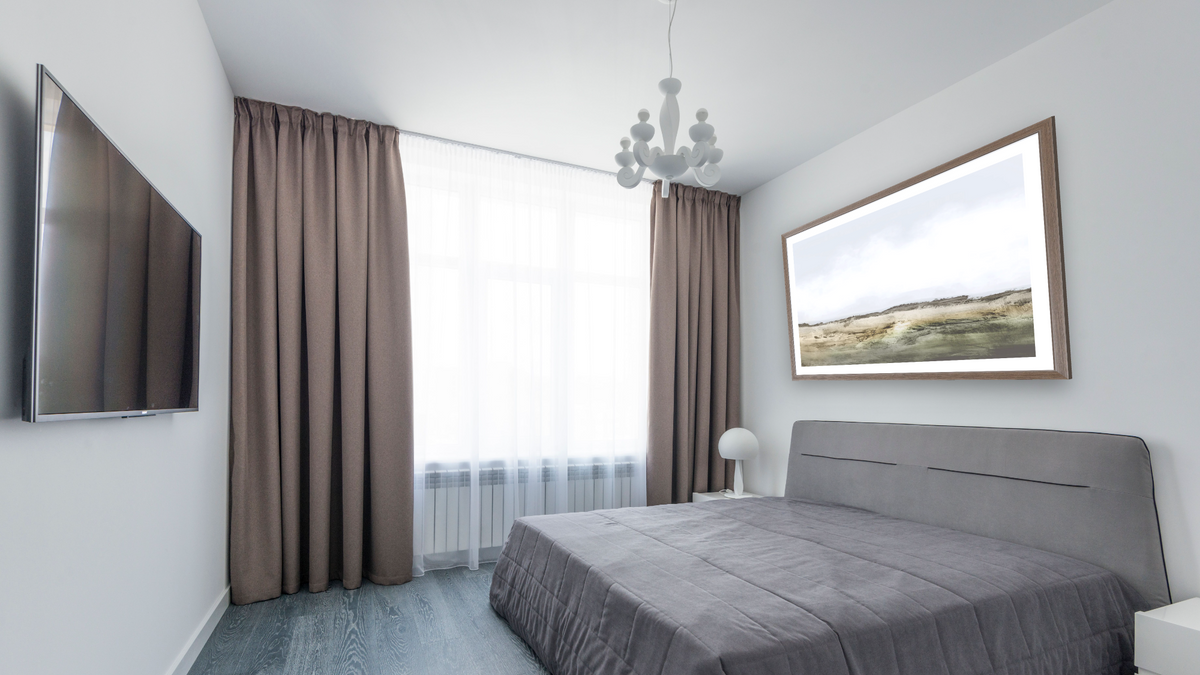Mexico by Dan Hobday, shown at 30 × 42 in (76.2 × 106.7 cm) in Arber Light Walnut, bedroom