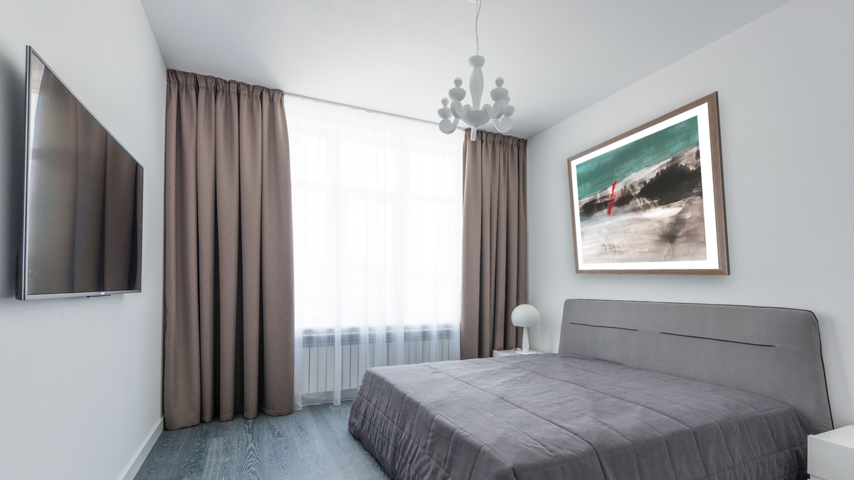 No. 23, shown at 32 × 32 in (81.3 × 81.3 cm) in Arber Light Walnut, bedroom