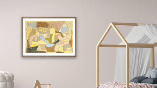 ...True Also for Plants by Paul Klee, shown at 30 × 40 in (76.2 × 101.6 cm) in Arber Light Walnut, bedroom [arteriel-render:v6:room_a:30x40@31,42]