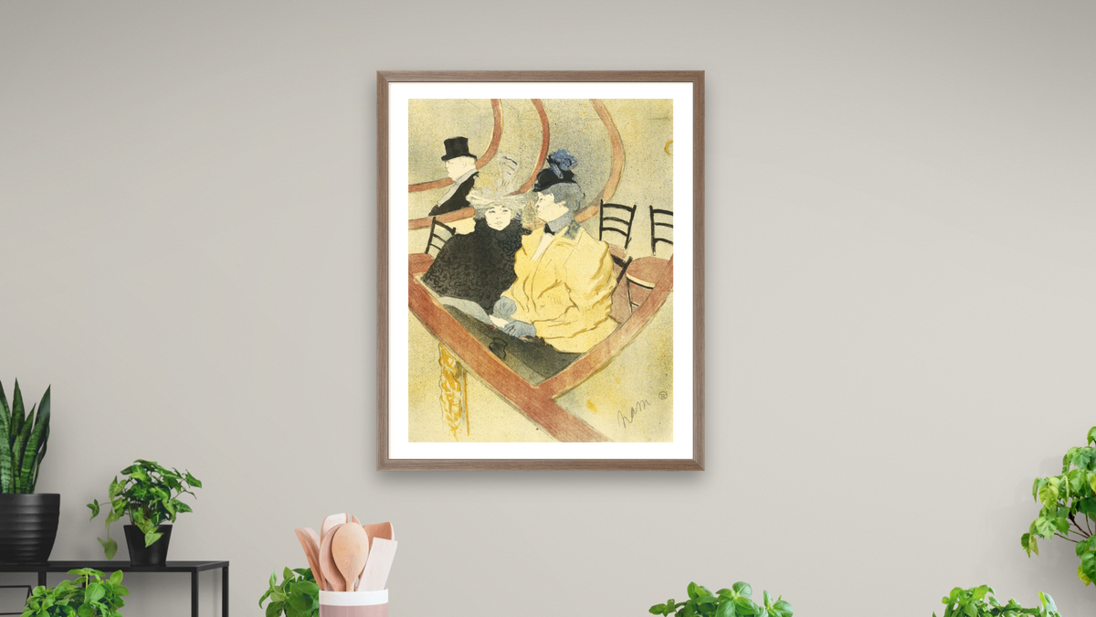 The Grand Lodge by Henri de Toulouse-Lautrec, shown at 32 × 40 in (81.3 × 101.6 cm) in Arber Light Walnut, dining