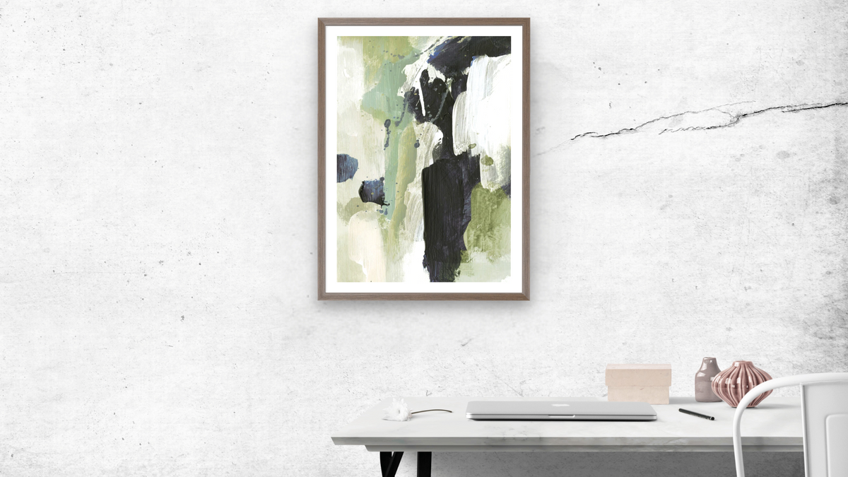 Lush 2 by Dan Hobday, shown at 30 × 42 in (76.2 × 106.7 cm) in Arber Light Walnut, office