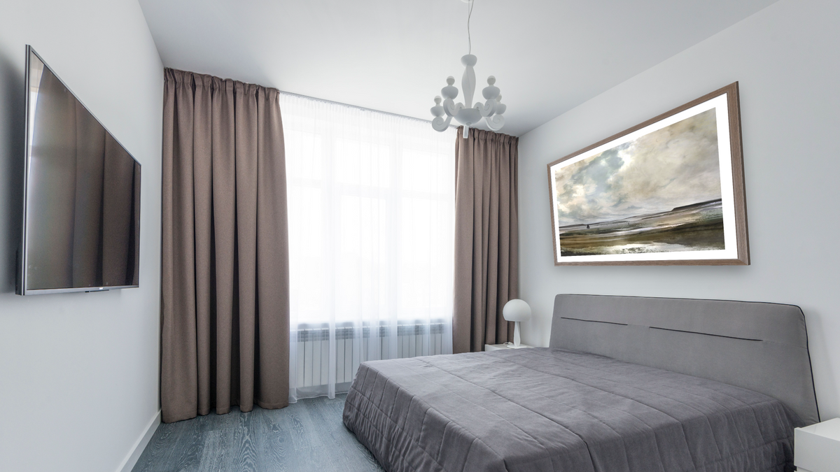 Exmouth by Dan Hobday, shown at 30 × 42 in (76.2 × 106.7 cm) in Arber Light Walnut, bedroom