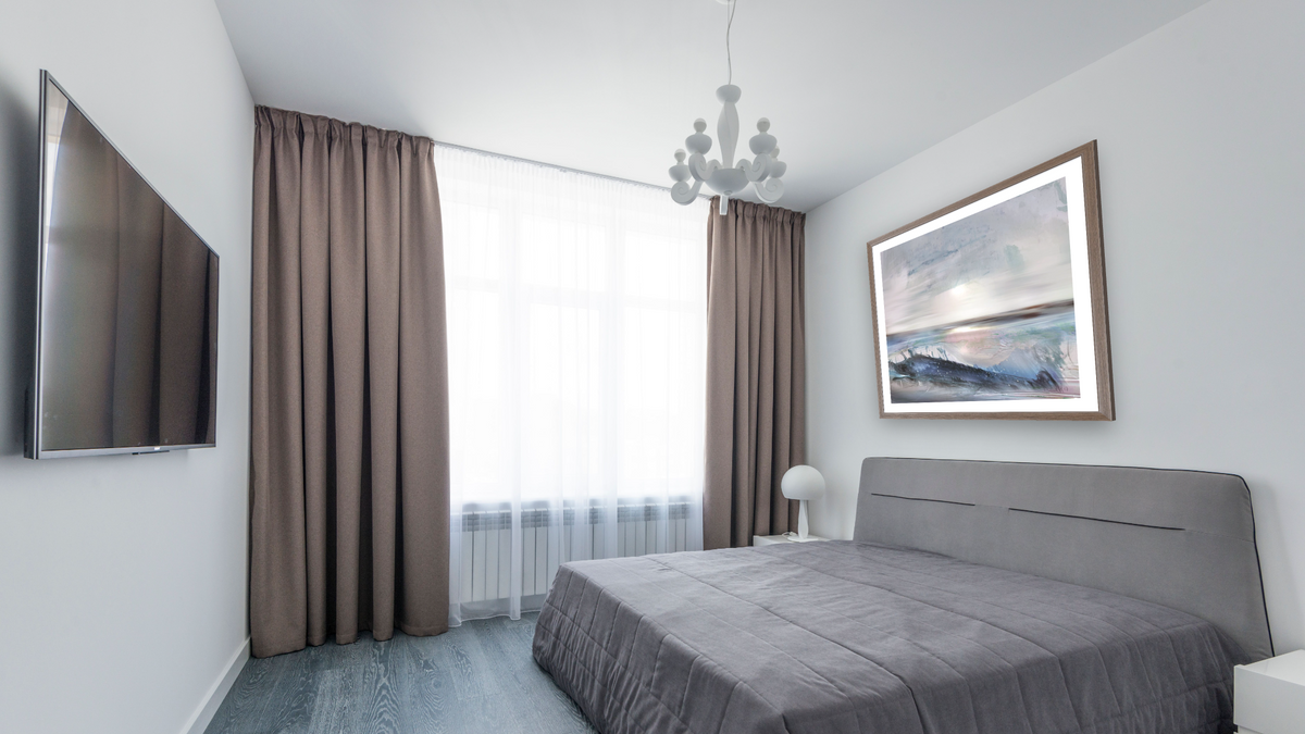 Beach by Dan Hobday, shown at 32 × 32 in (81.3 × 81.3 cm) in Arber Light Walnut, bedroom