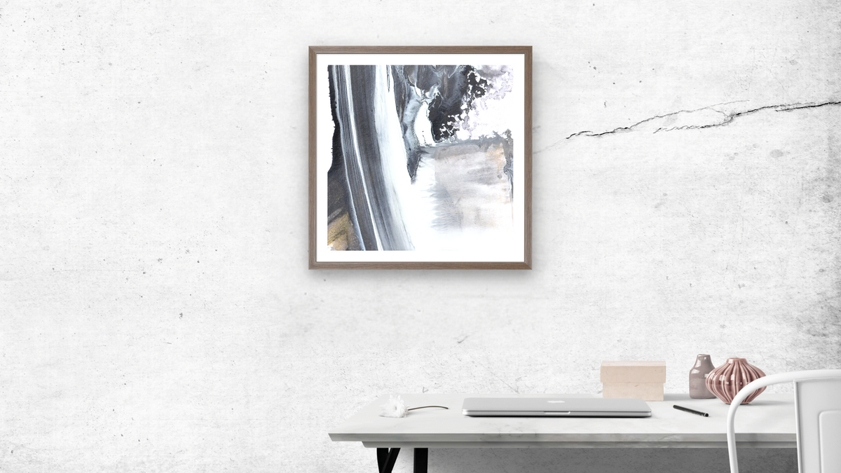 Stone 3 by Dan Hobday, shown at 32 × 32 in (81.3 × 81.3 cm) in Arber Light Walnut, office
