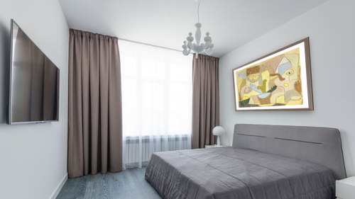 ...True Also for Plants by Paul Klee, shown at 29 × 40 in (73.7 × 101.6 cm) in Arber Light Walnut, bedroom [arteriel-render:v6:room_a:29x40]