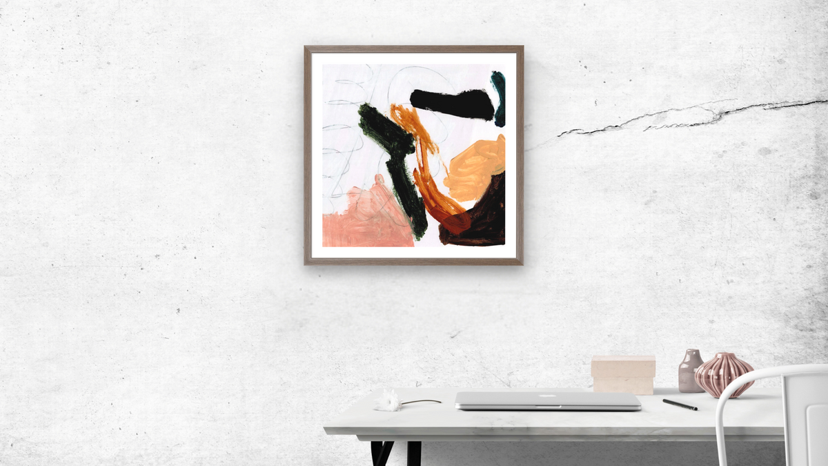 Play 2 by Dan Hobday, shown at 32 × 32 in (81.3 × 81.3 cm) in Arber Light Walnut, office