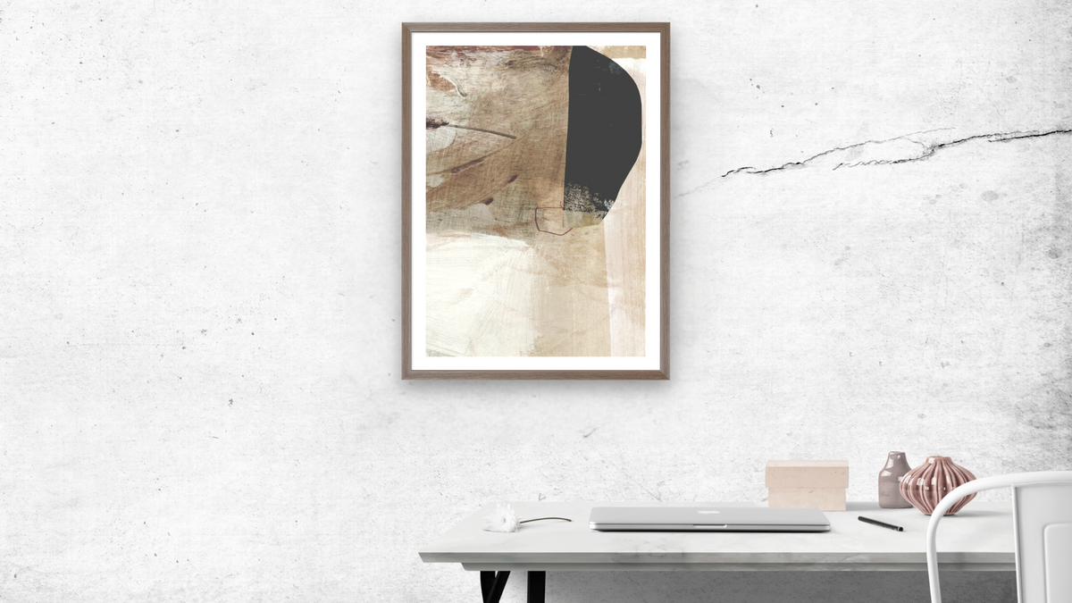 Go Set 3 by Dan Hobday, shown at 30 × 42 in (76.2 × 106.7 cm) in Arber Light Walnut, office