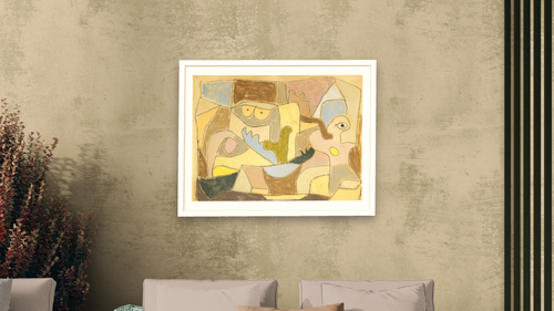 ...True Also for Plants by Paul Klee, shown at 30 × 40 in (76.2 × 101.6 cm) in Arber Light Walnut, living [arteriel-render:v6:room_a:30x40@50,44]