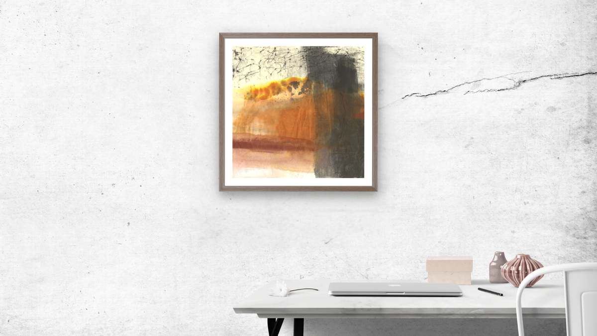 No. 1, shown at 32 × 32 in (81.3 × 81.3 cm) in Arber Light Walnut, office