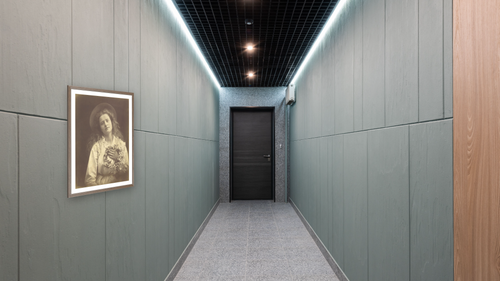 "For I'm to be Queen of the May, Mother, I'm to be Queen of the May" by Julia Margaret Cameron, shown at 31 × 40 in (78.7 × 101.6 cm) in Arber Light Walnut, hallway [arteriel-render:v6:room_a:31x40@20,50]