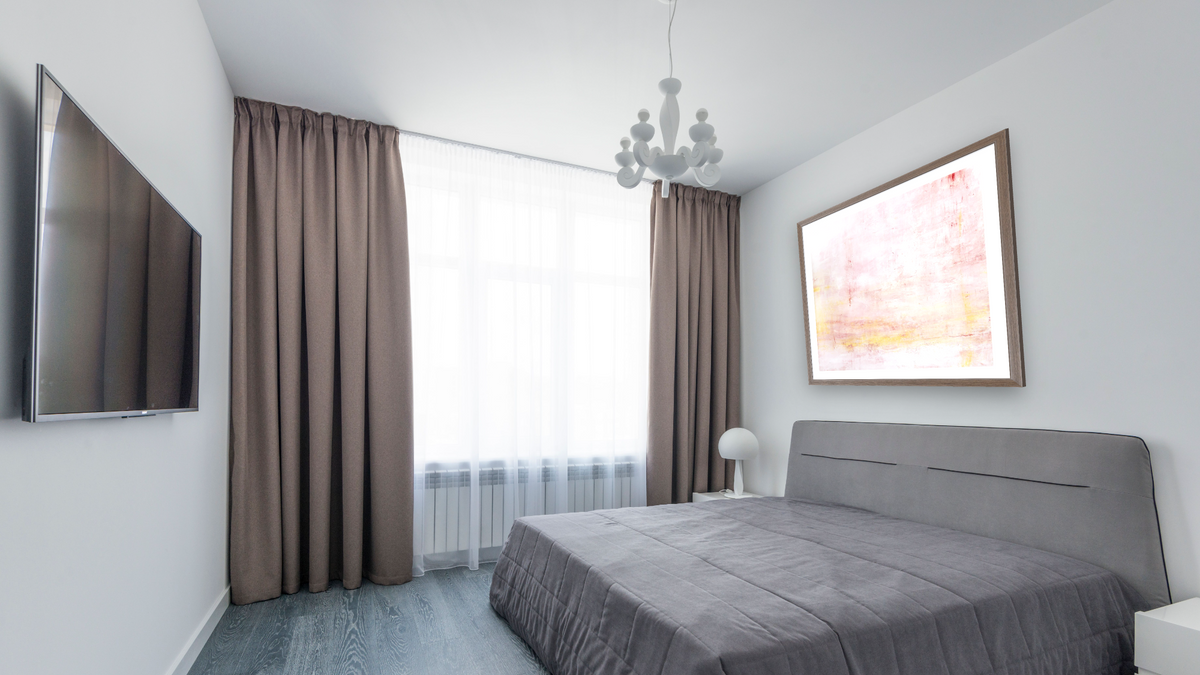 No. 223 by Michelle Oppenheimer, shown at 32 × 32 in (81.3 × 81.3 cm) in Arber Light Walnut, bedroom