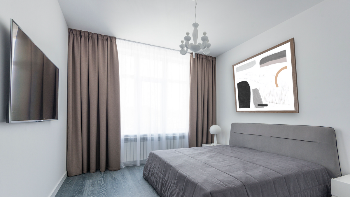 Drop by Dan Hobday, shown at 32 × 32 in (81.3 × 81.3 cm) in Arber Light Walnut, bedroom