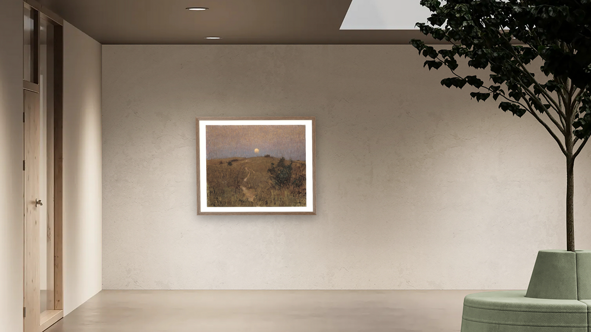 Moonrise by David Davies, shown at 32 × 40 in (81.3 × 101.6 cm) in Arber Light Walnut, office