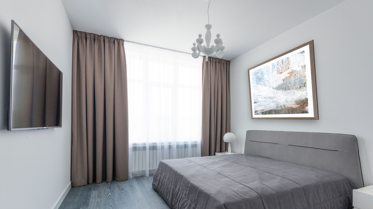 Rustic 1 SQ by Dan Hobday, shown at 32 × 32 in (81.3 × 81.3 cm) in Arber Light Walnut, bedroom