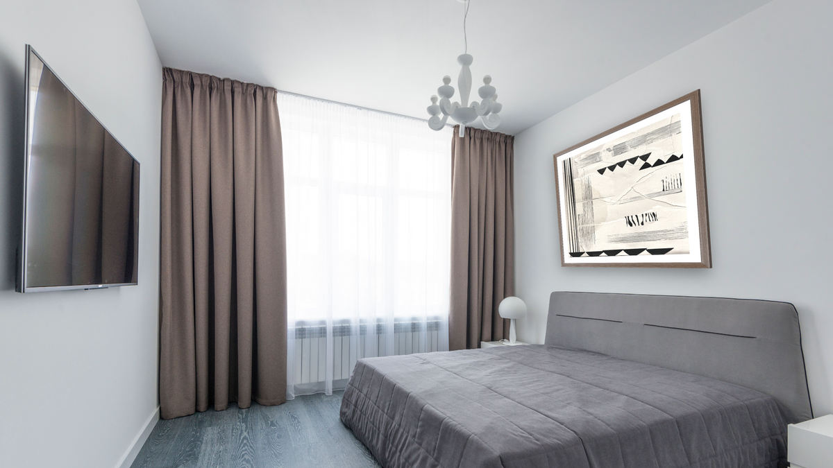 Layers by Dan Hobday, shown at 32 × 32 in (81.3 × 81.3 cm) in Arber Light Walnut, bedroom