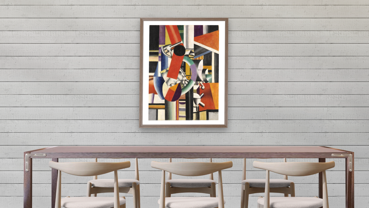 Still Life, 1919 by Fernand Léger, shown at 30 × 40 in (76.2 × 101.6 cm) in Arber Light Walnut, dining