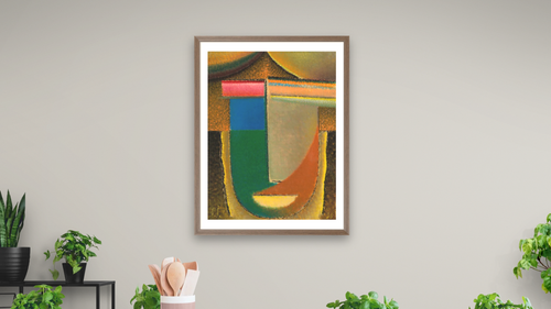 Abstract Head: Africa by Alexei Jawlensky, shown at 30 × 40 in (76.2 × 101.6 cm) in Arber Light Walnut, dining [arteriel-render:v6:room_a:30x40@49,44]