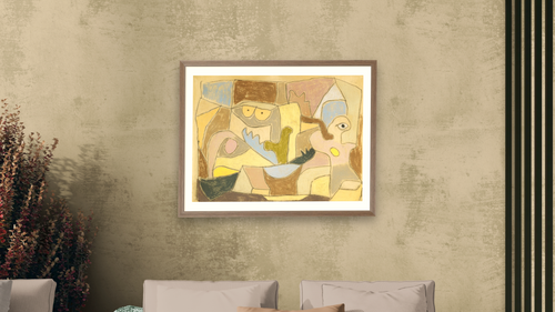 ...True Also for Plants by Paul Klee, shown at 30 × 40 in (76.2 × 101.6 cm) in Arber Light Walnut, living [arteriel-render:v6:room_a:30x40@50,44]
