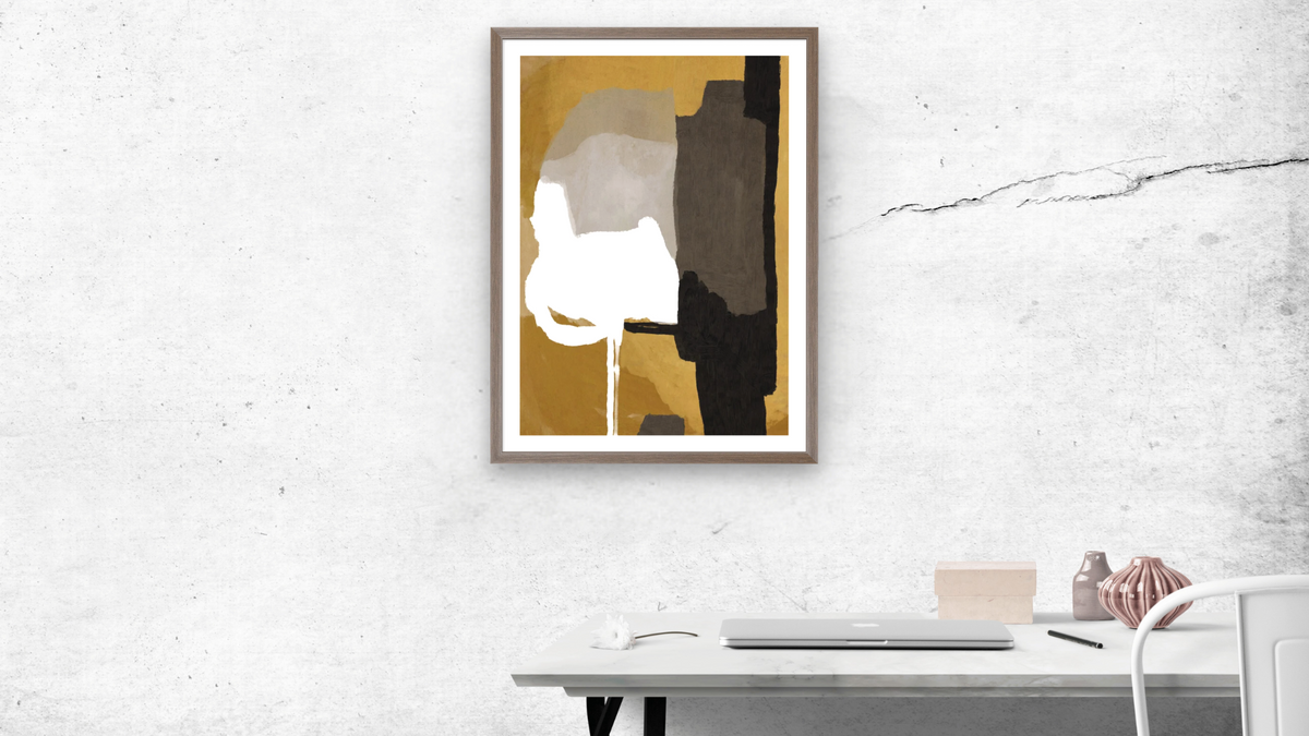 Clue by Dan Hobday, shown at 30 × 42 in (76.2 × 106.7 cm) in Arber Light Walnut, office