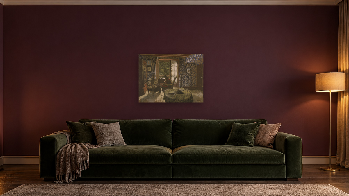 Interior by Edouard Vuillard, shown at 30 × 40 in (76.2 × 101.6 cm) as gallery-wrapped canvas, den