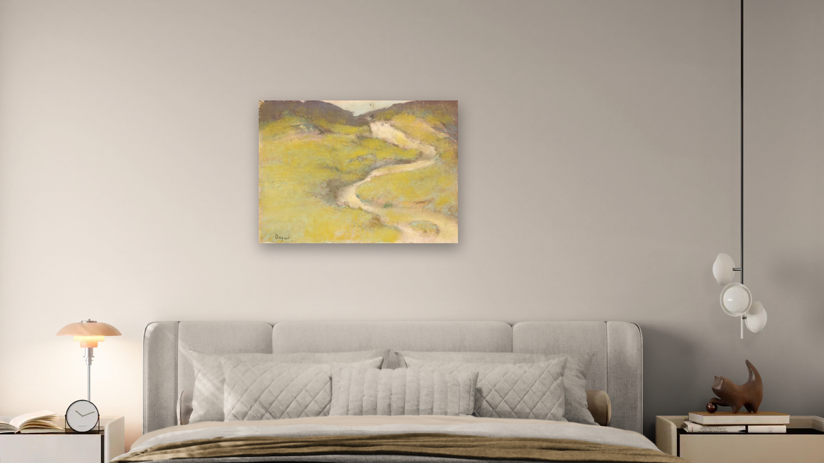 Pathway in a Field by Edgar Degas, shown at 30 × 40 in (76.2 × 101.6 cm) as gallery-wrapped canvas, bedroom