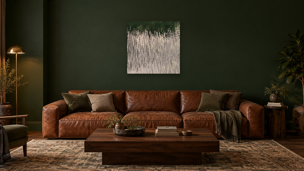 The Icicle Forest by Judith Rayl, shown at 32 × 32 in (81.3 × 81.3 cm) as gallery-wrapped canvas, den