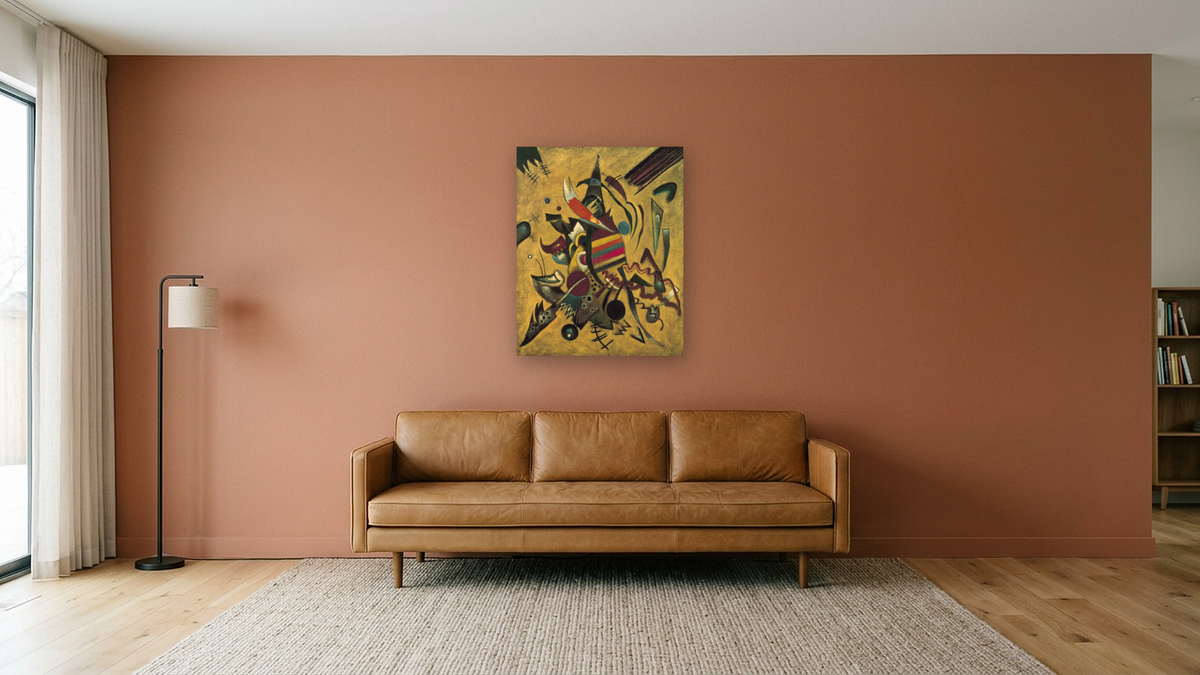 Points by Wassily Kandinsky, shown at 32 × 40 in (81.3 × 101.6 cm) as gallery-wrapped canvas, media room