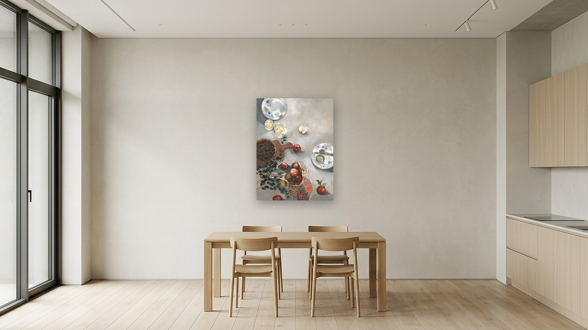 How Do You Like These Apples by Catherine Gerke, shown at 30 × 40 in (76.2 × 101.6 cm) as gallery-wrapped canvas, kitchen