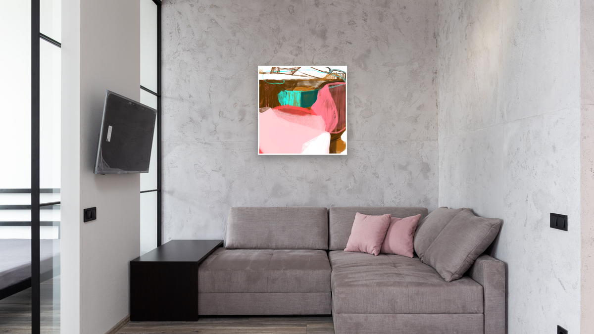 Candy Pop 1 by Nino Yuniardi, shown at 32 × 32 in (81.3 × 81.3 cm) as gallery-wrapped canvas, media room