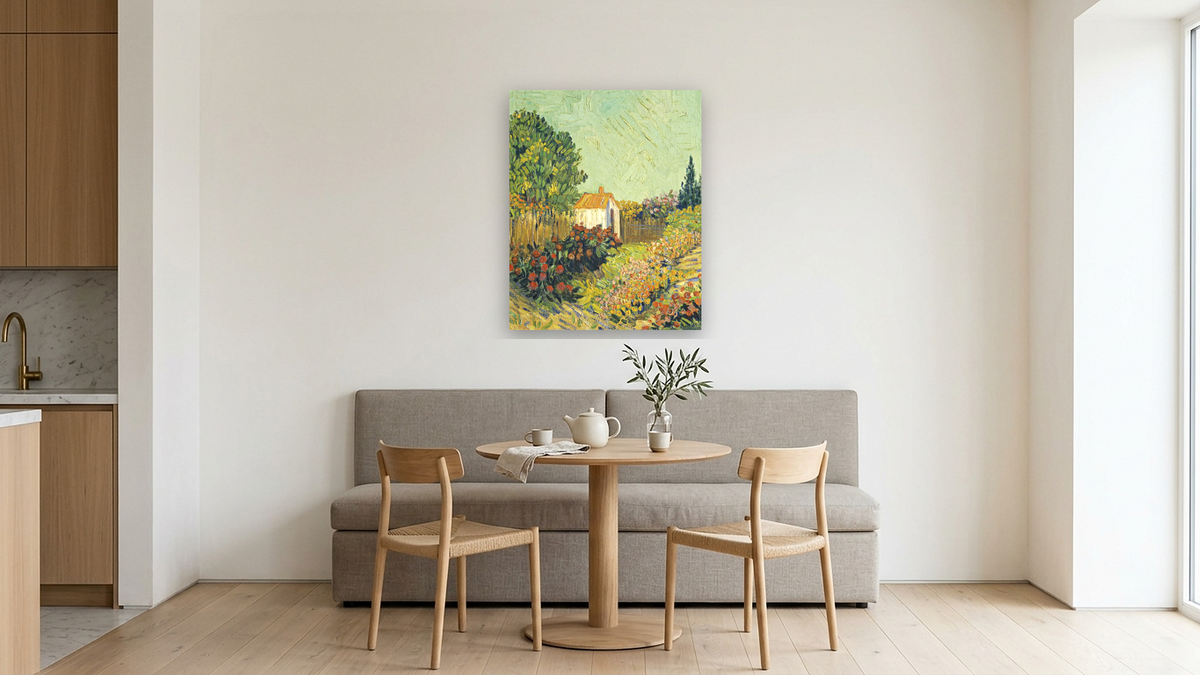 Landscape by Imitator of Vincent van Gogh, shown at 32 × 40 in (81.3 × 101.6 cm) as gallery-wrapped canvas, kitchen