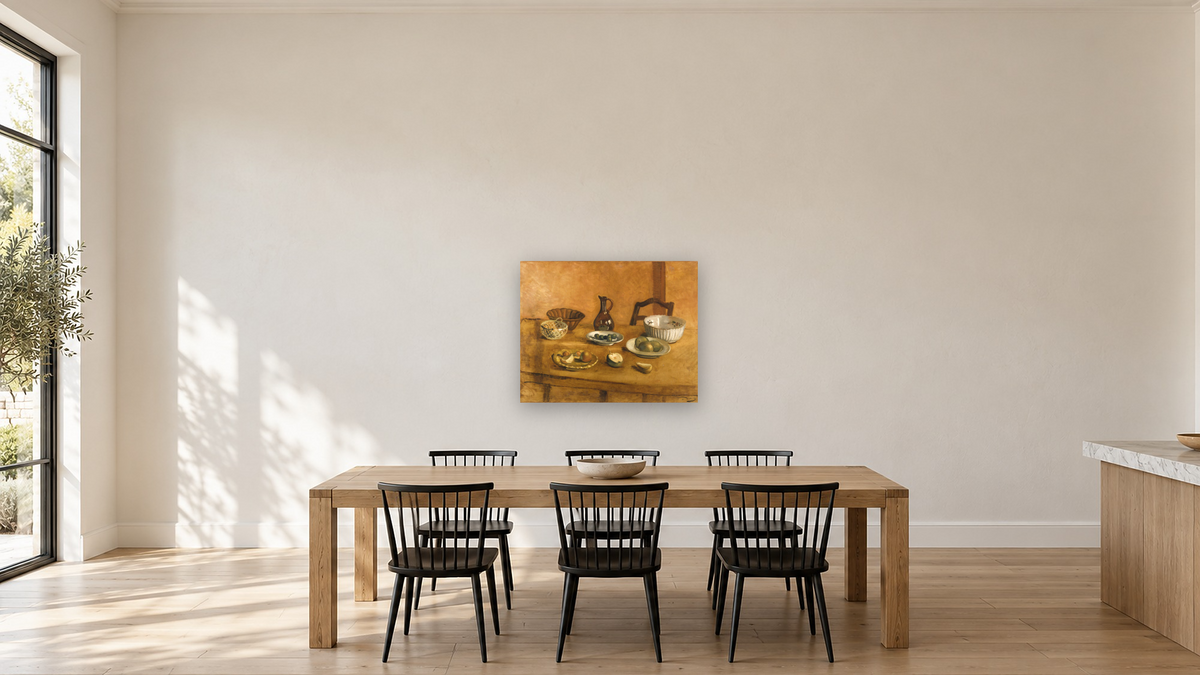 Still Life by André Derain, shown at 32 × 40 in (81.3 × 101.6 cm) as gallery-wrapped canvas, kitchen