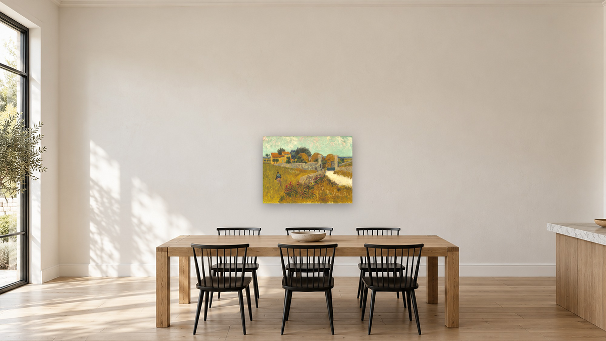 Farmhouse in Provence by Vincent van Gogh, shown at 30 × 40 in (76.2 × 101.6 cm) as gallery-wrapped canvas, kitchen