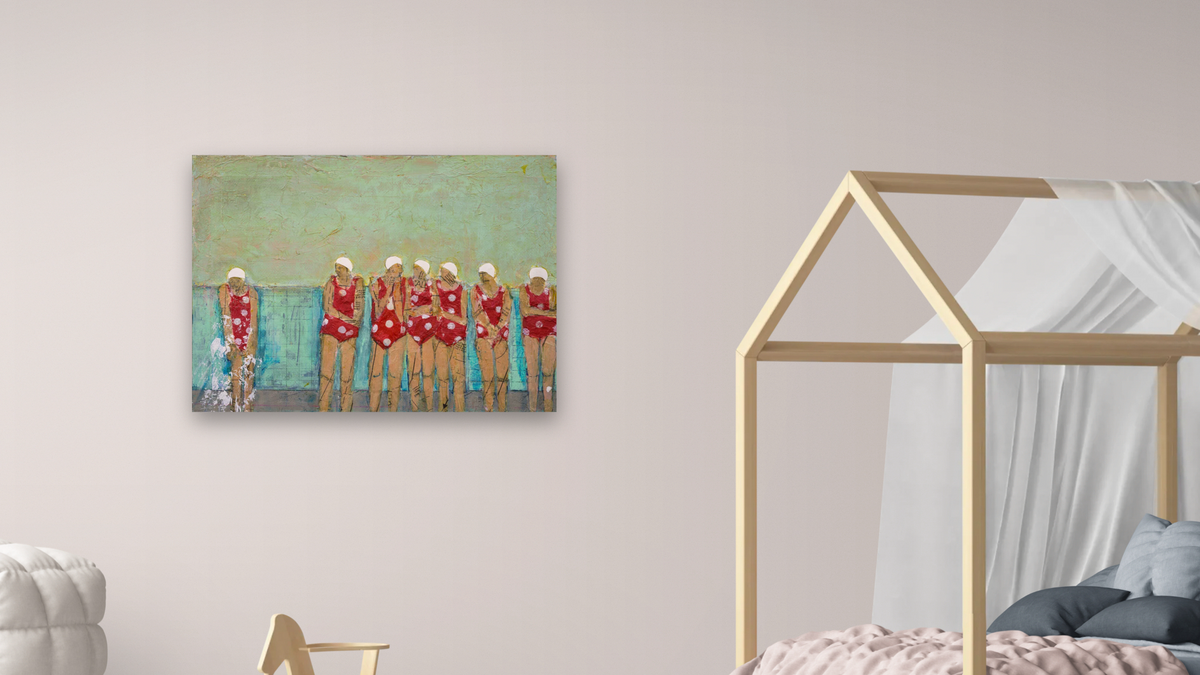 Splash by Dobee Snowber, shown at 30 × 40 in (76.2 × 101.6 cm) as gallery-wrapped canvas, bedroom