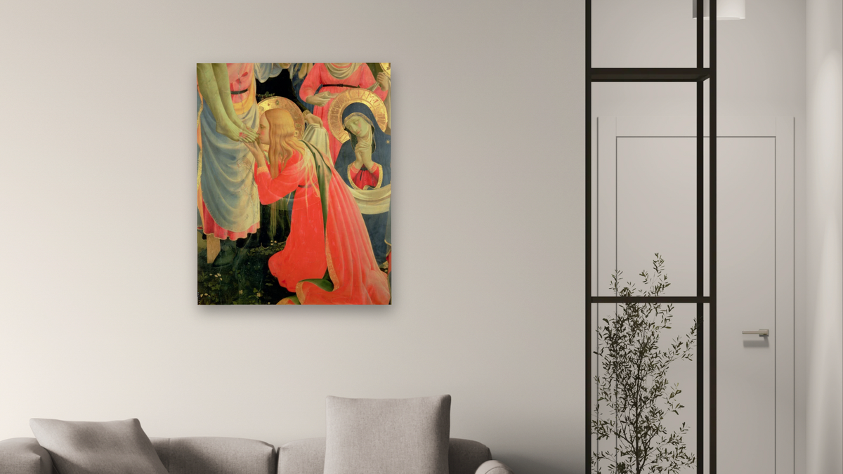 Santa Trinita Altarpiece, detail of Mary Magdalene by Fra Angelico, shown at 32 × 40 in (81.3 × 101.6 cm) as gallery-wrapped canvas, living
