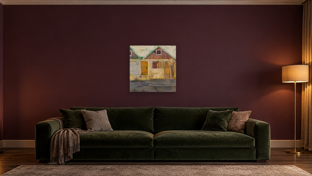 Caciola Place by Dobee Snowber, shown at 32 × 32 in (81.3 × 81.3 cm) as gallery-wrapped canvas, den