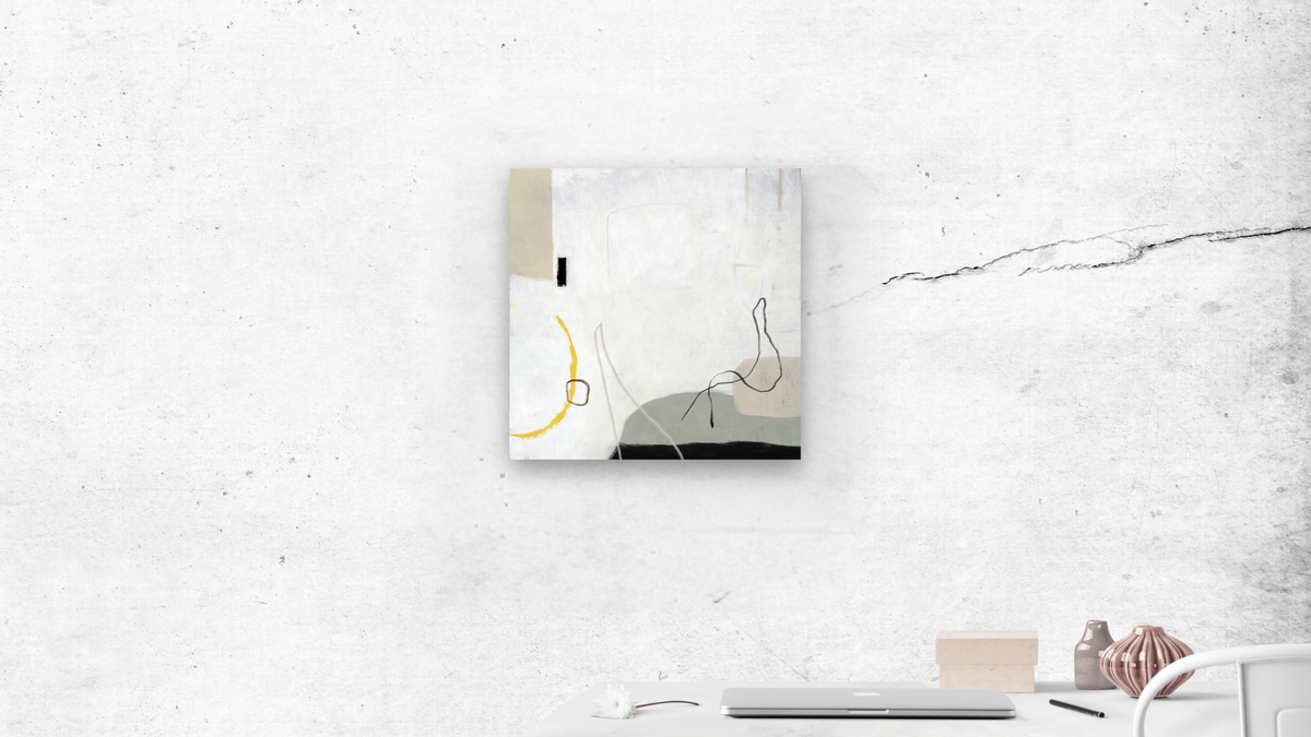 Content by Dan Hobday, shown at 32 × 32 in (81.3 × 81.3 cm) as gallery-wrapped canvas, office